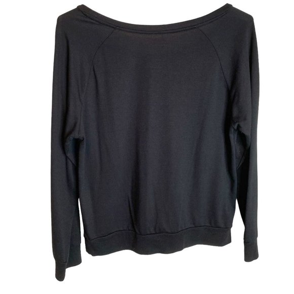 One 7 Six Womens NWT Black Metallic  3/4 Sleeve Knit Top with Draped Back Size 2 - Picture 1 of 11